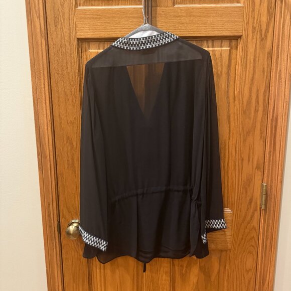 Tory Burch Silk Drawstring Tunic Color: black Size: 14 - Picture 5 of 9